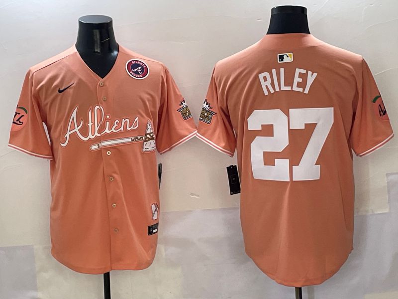 Men Atlanta Braves #27 Riley Orange Five generations Joint Name 2025 Nike MLB Jersey style 6